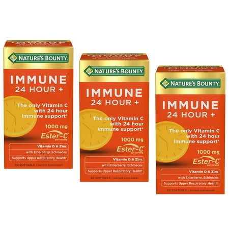 Nature's Bounty Immune 24 Hour + Vitamin C Softgels 1000mg, 50 Count - Pack of 3