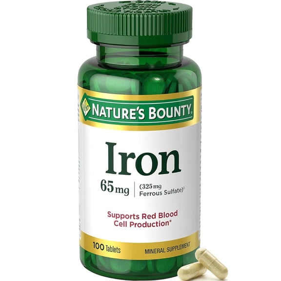 Nature's Bounty Iron 65 mg Tablets 100 Tablets (Pack of 4)
