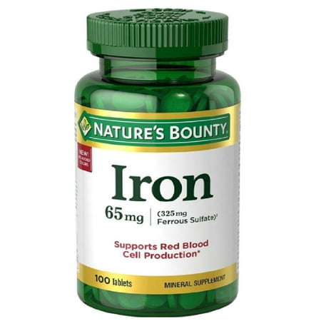 Nature’s Bounty Iron Red Blood Cell Production 65mg Mineral Supplement, 100 Tablets