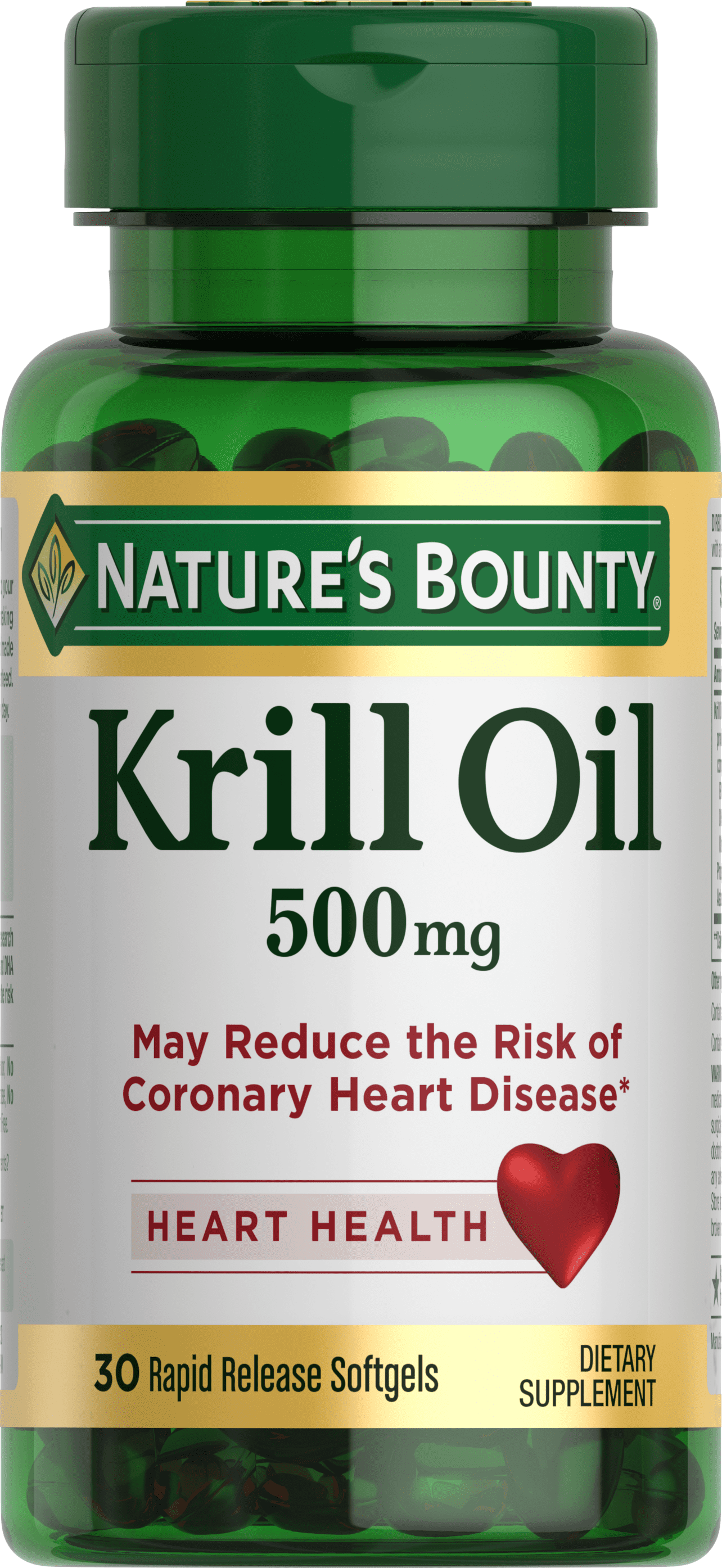 Nature's Bounty Krill Oil Softgels, Heart Health, 500 Mg, 30 Rapid Release Softgels