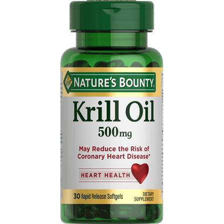 Nature's Bounty Krill Oil Softgels, Heart Health, 500 Mg, 30 Rapid Release Softgels