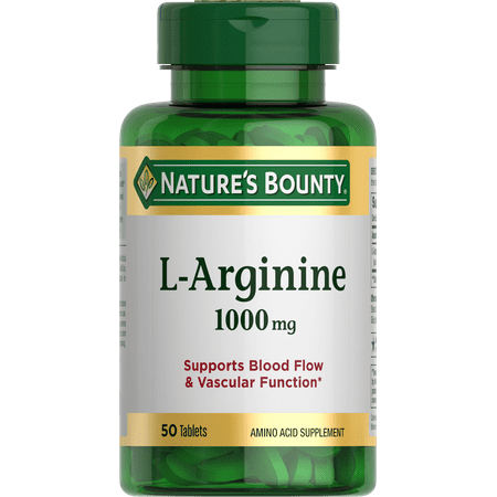 Nature's Bounty L-Arginine 1000 mg Capsules for Blood Flow Support, 50 Ct