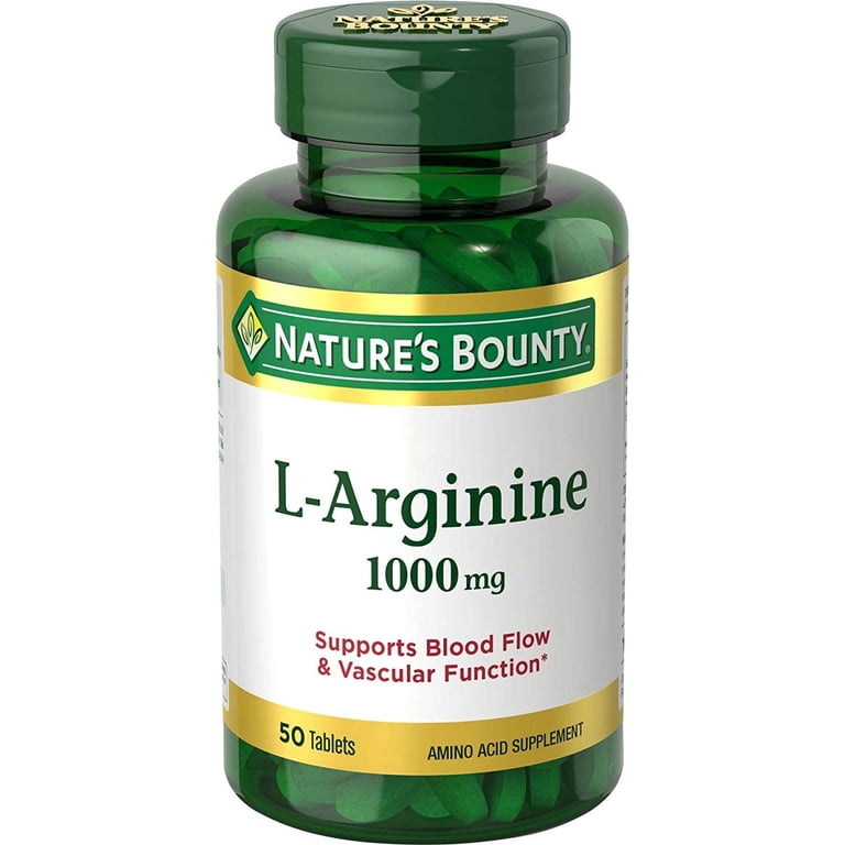Nature's Bounty L-Arginine Health Supplement, Supports Blood Flow &  Vascular Function, Protein Dietary Tablet, 50 Ct - Walmart.com
