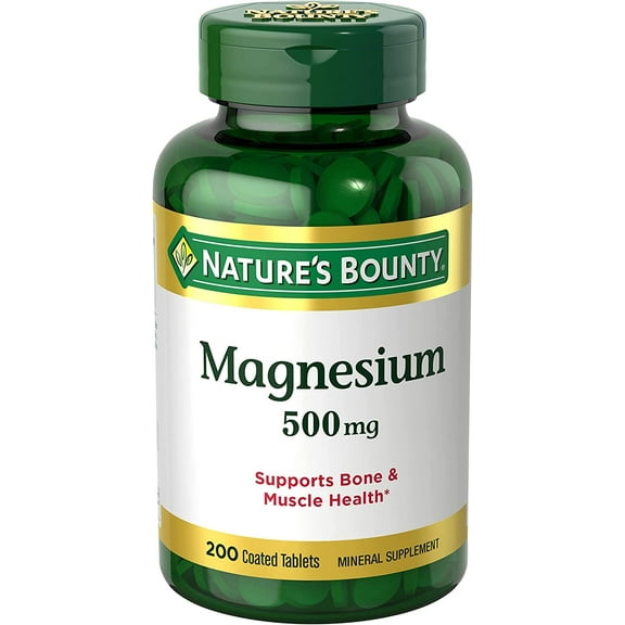 Nature's Bounty Magnesium 500mg Size, Coated Tablets 200 ea