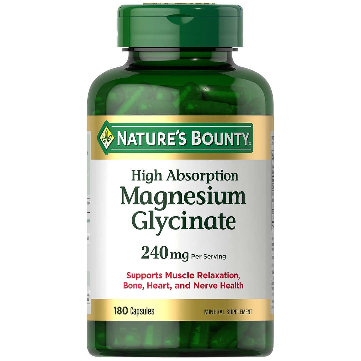 Natures Bounty High Absorption Magnesium Glycinate Supplement 240 Mg