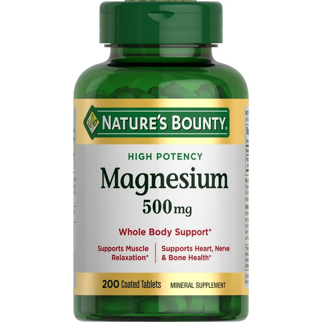 Nature’s Bounty Magnesium Oxide Supplement, Sleep Aid, Bone, Heart, Muscle Relaxation and Nerve Support, 500 mg, 200 Tablets