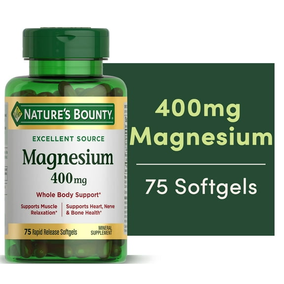 Nature's Bounty Magnesium Rapid Release Softgels, 400 Mg, 75 Ct