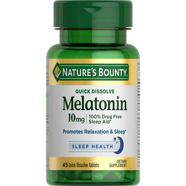 Nature's Bounty Melatonin 10 mg Quick Dissolve, Drug-Free Sleep Aid, 45 Ct