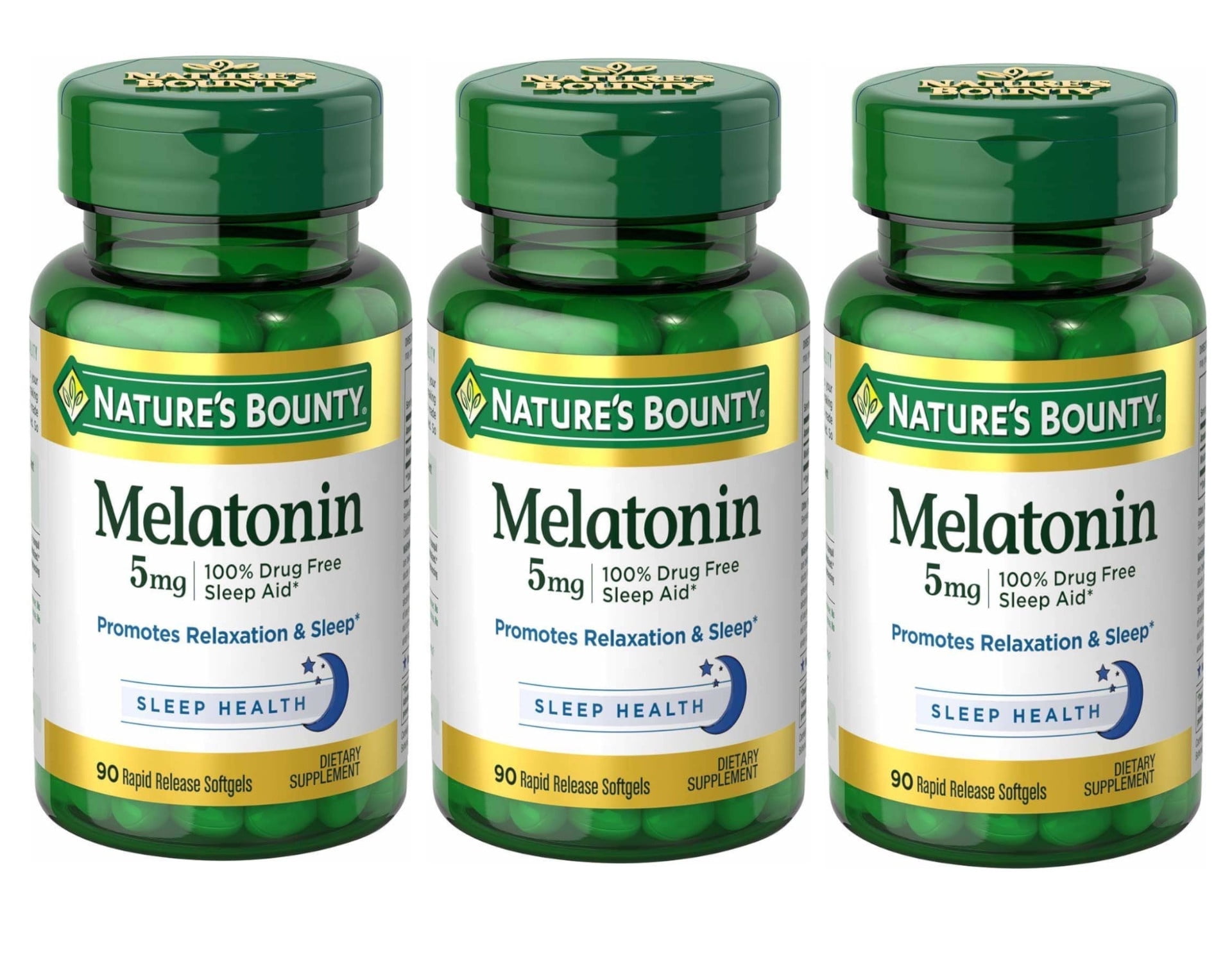 Nature's Bounty Melatonin 5 mg Softgels 90 ea (Pack of 3)