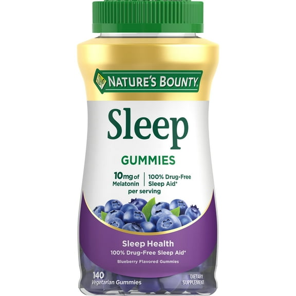 Nature’s Bounty Melatonin Sleep Aid, 10 mg Gummies, Blueberry, 140 Count