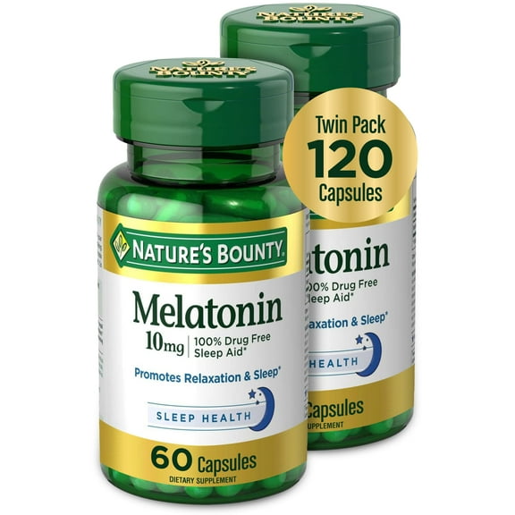 Nature's Bounty Melatonin Sleep Aid Capsules, 10 Mg, 60 Ct, 2 Pack