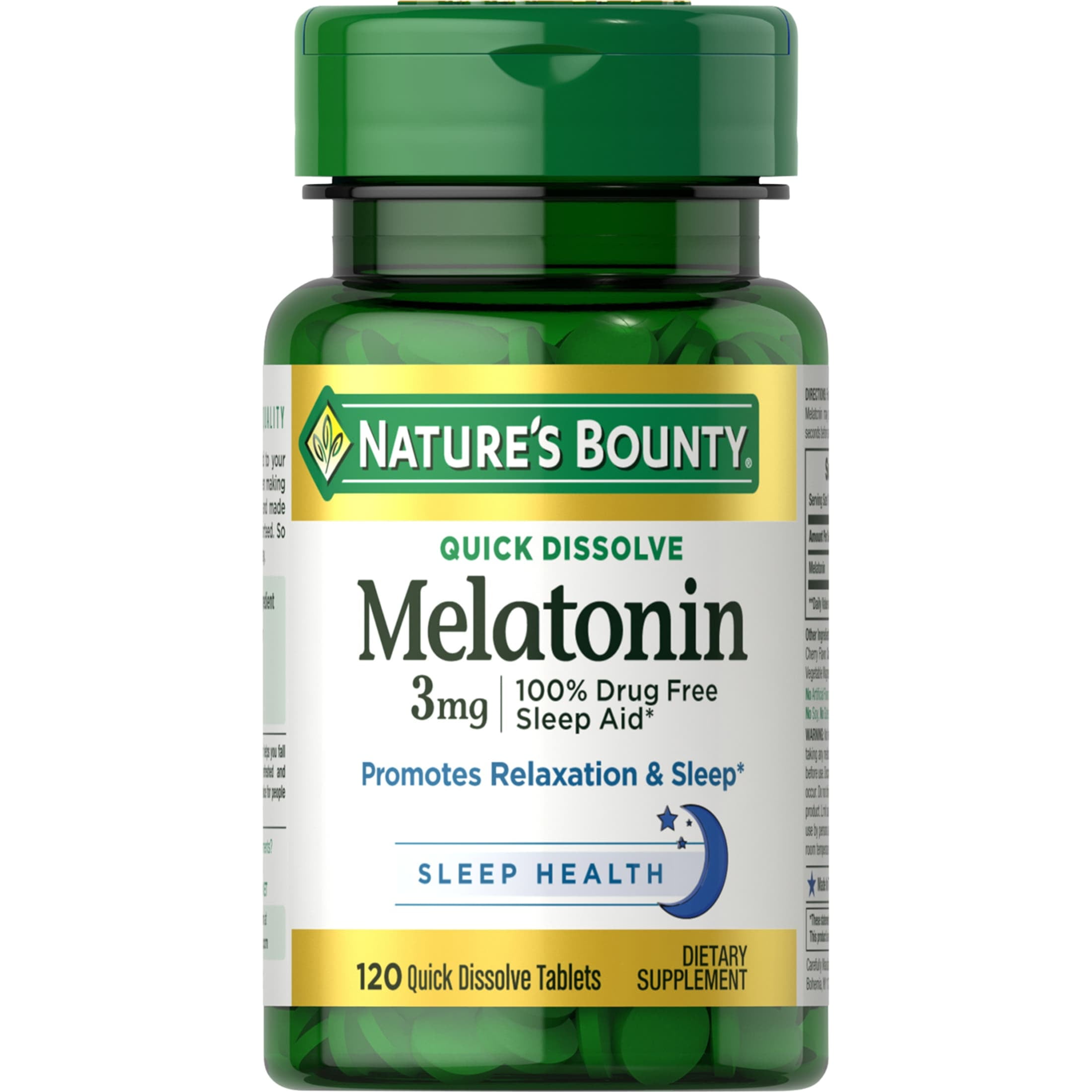 Nature's Bounty Melatonin Sleep Aid Tablets, 3 Mg, 120 Quick Dissolve Tablets