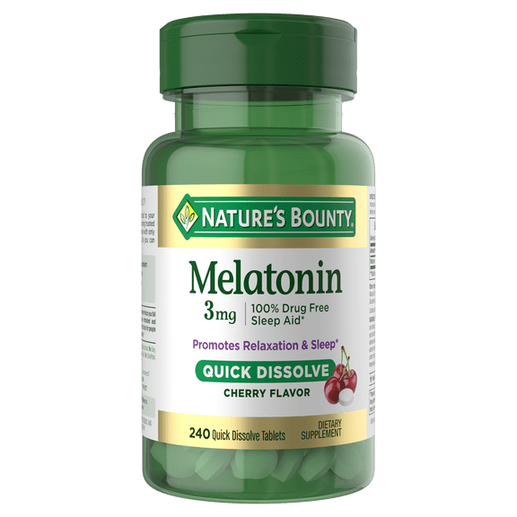 Natures Bounty Melatonin Supplement, 3mg, 240 Quick Dissolve Tablets