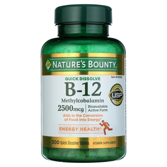 Nature's Bounty Vitamin B-12 2500mcg 300 Tabs,Energy Metabolism, Nervous System