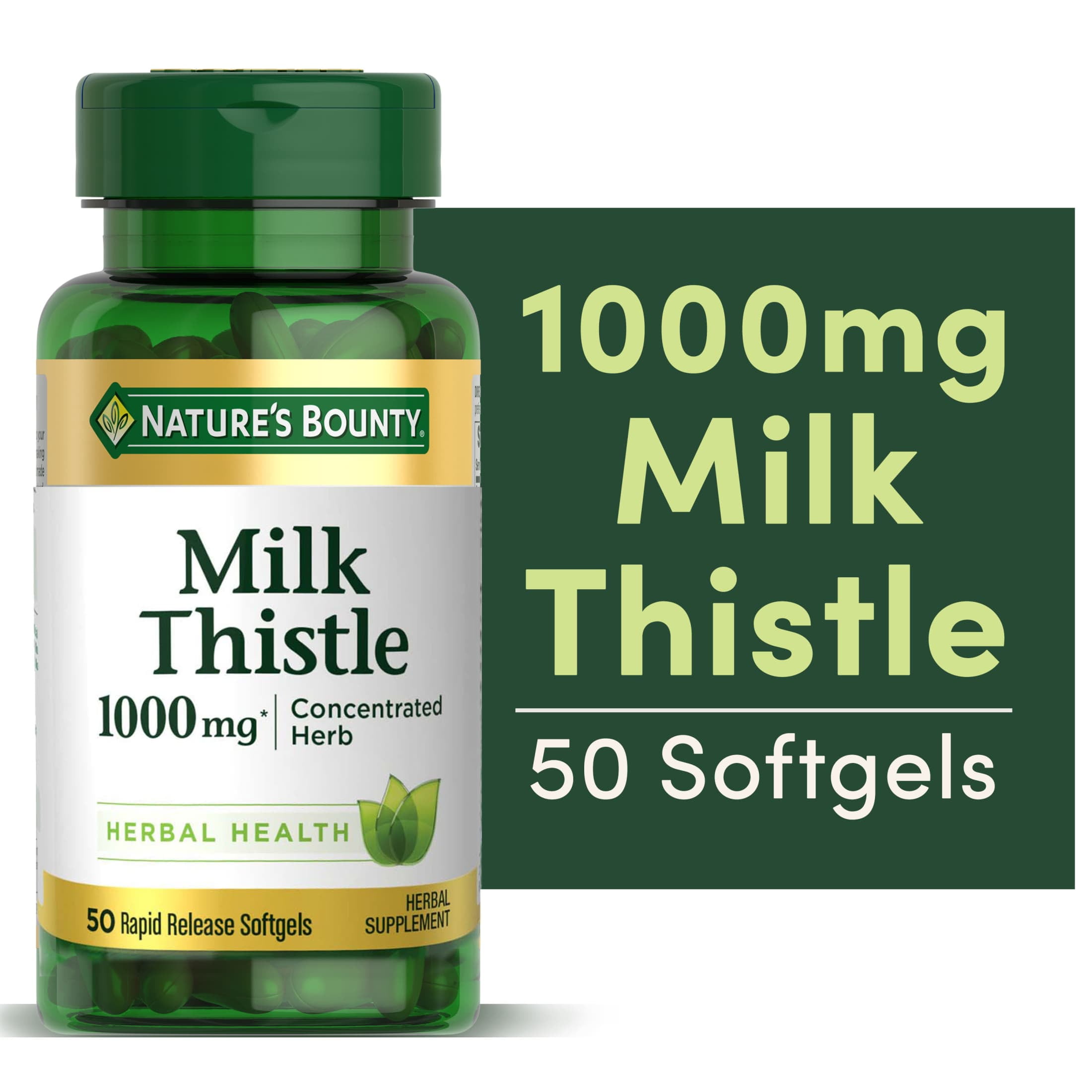 Nature's Bounty Milk Thistle Rapid Release Softgels 1000 mg Herbal  Supplement for Liver Support