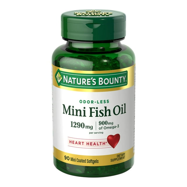 Nature's Bounty Mini Fish Oil Odorless Softgels, 1290 Mg, 90 Ct