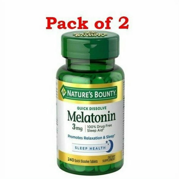 Nature's Bounty Natural Melatonin 100% Drug Free Sleep Aid 3mg 240ct,2-Pack