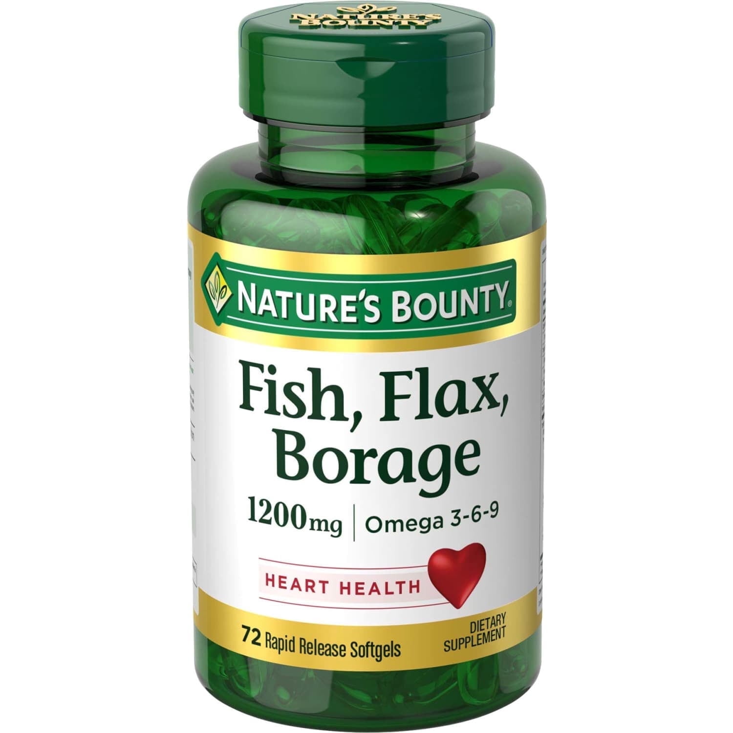 Nature's Bounty Fish, Flax, Borage With Omega 3-6-9, 1200 Mg, 72 Ct