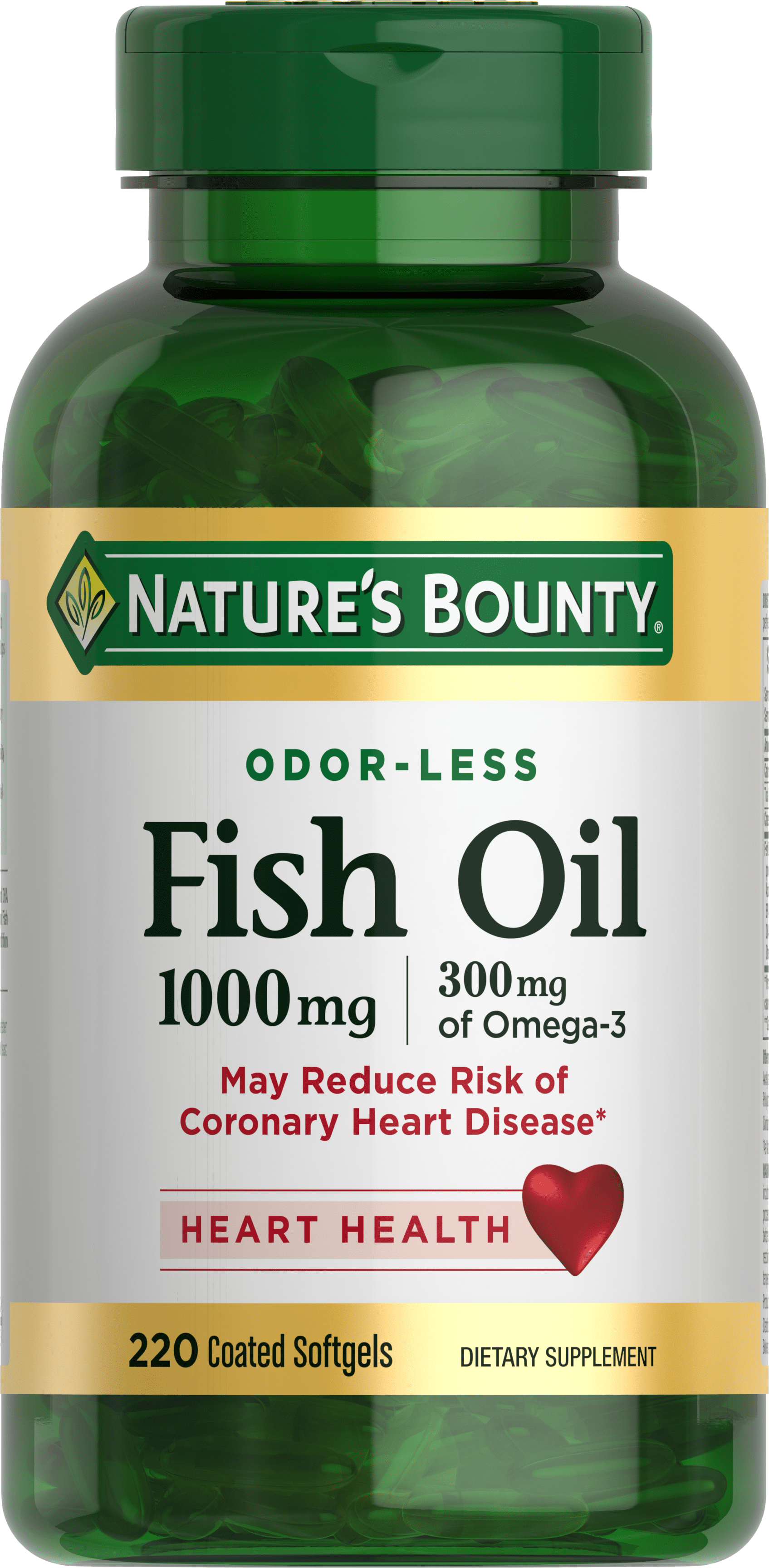  Nature's Bounty Fish Oil, Supports Heart Health, Dietary  Supplement, 300mg Omega-3, 120 Coated Softgels : Health & Household