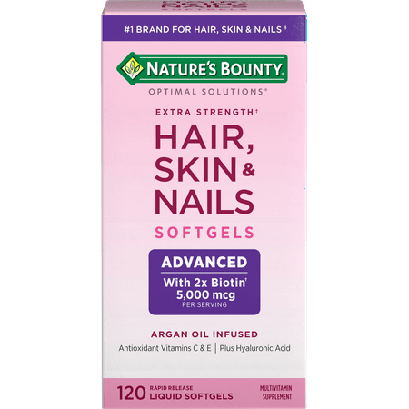 Nature's Bounty Optimal Solutions Advanced Hair, Skin and Nail Biotin & Vitamins A, C, & E Softgels, 120 Ct