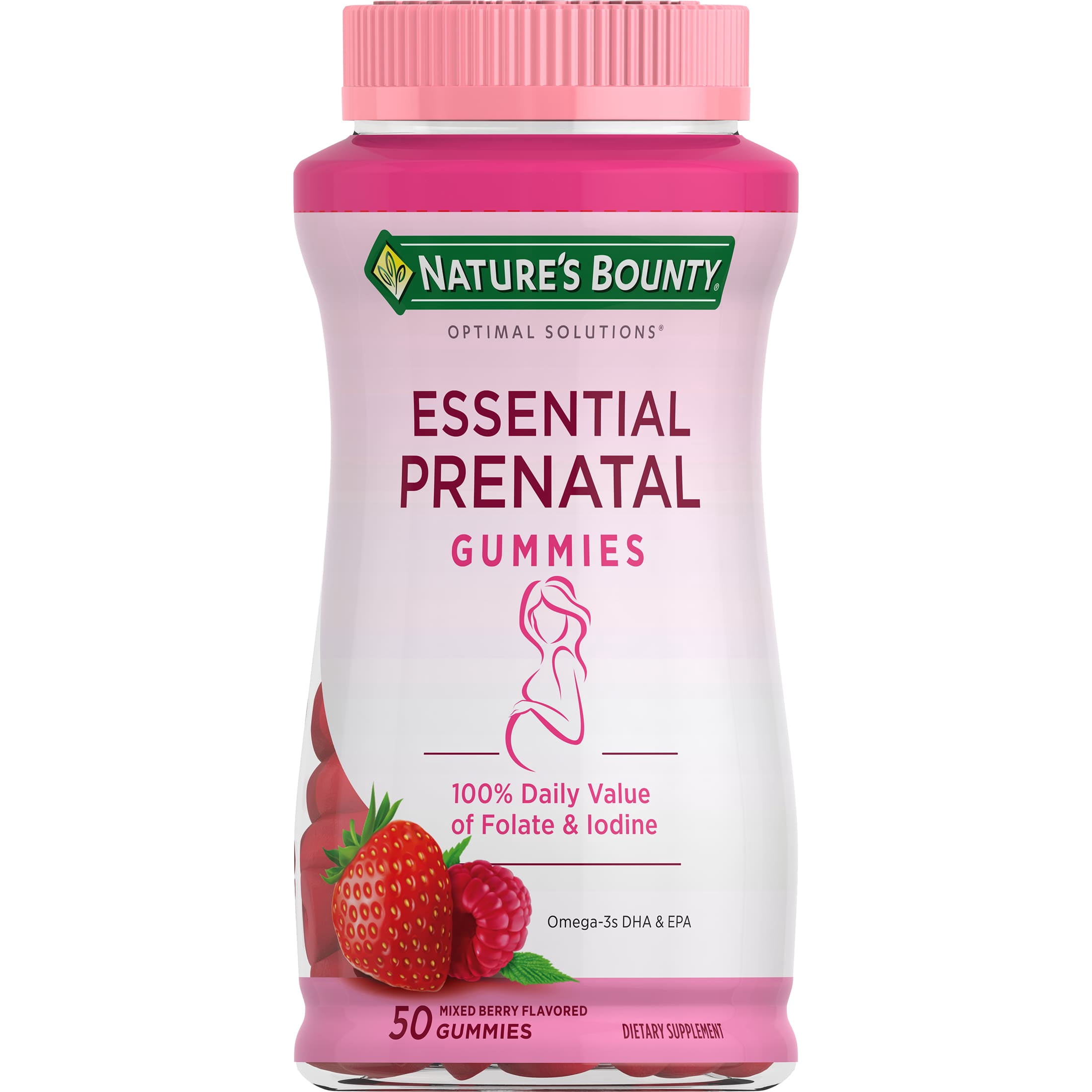 Nature's Bounty Optimal Solutions Essential Prenatal Gummy Vitamins, DFE 600 mcg, Dietary Supplement, 50 Count