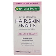 Natures Bounty Optimal Solutions Extra Srength Hair Skin & Nails 5000 mcg of Biotin, Softgels 150 ea Pack of 3