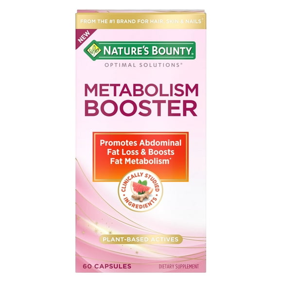 Nature's Bounty Optimal Solutions Metabolism Booster Capsules, Promotes Abdominal Fat Loss and Weight Management, 60 Ct