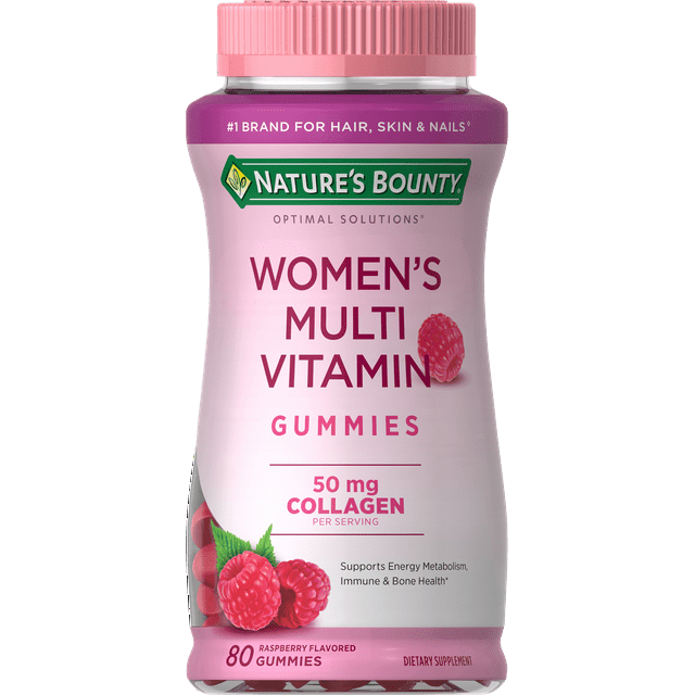 Nature's Bounty Optimal Solutions Women's Multivitamin Gummies, Dietary Supplement, Raspberry Flavor, 80 Count