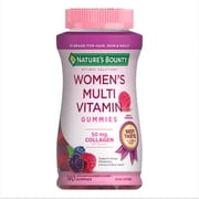 Nature's Bounty Optimal Solutions Women's Multivitamin Gummies, 50 mg Collagen, Cellular Energy, Immune & Bone Support, Mixed Berry Raspberry, 140 Count