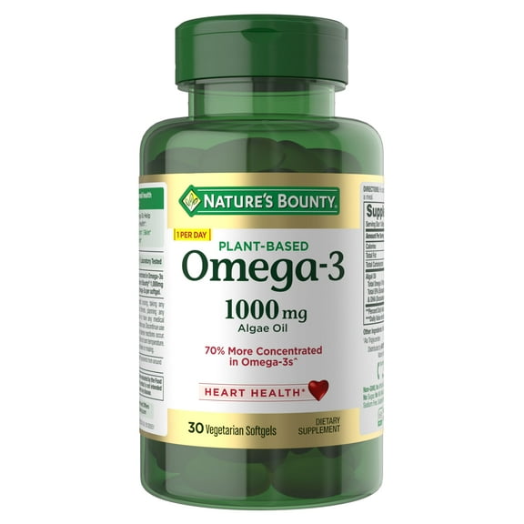 Nature's Bounty Plant-Based Omega-3 Softgel Supplements, Whole Body Health, Heart, Skin, & Joints, 30 Count