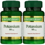 Natures Bounty Dietary Potassium Capletss, 99 mg, 100 Ct 2 pack Bundle