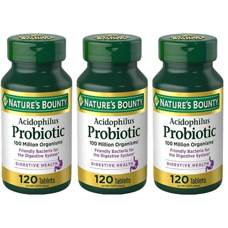 Nature's Bounty Probiotic Acidophilus Tablets, 120 ea (Pack of 3)