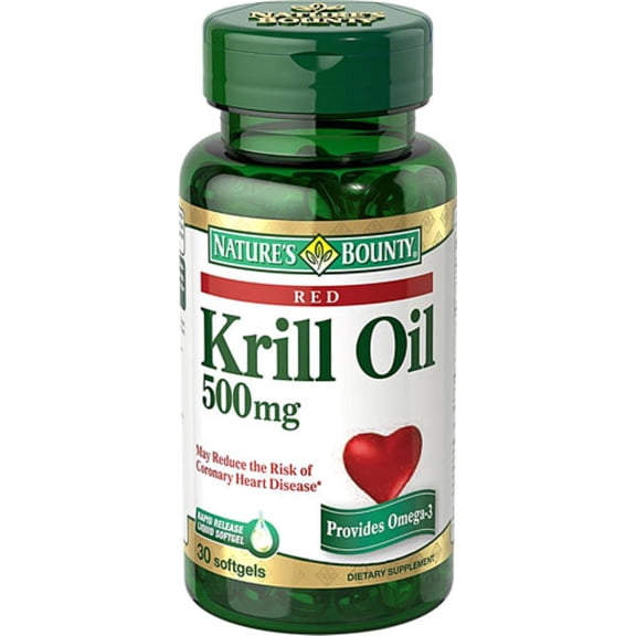 Nature's Bounty Red Krill Oil 500 mg Dietary Supplement Softgels 30 Soft Gels (Pack of 2)
