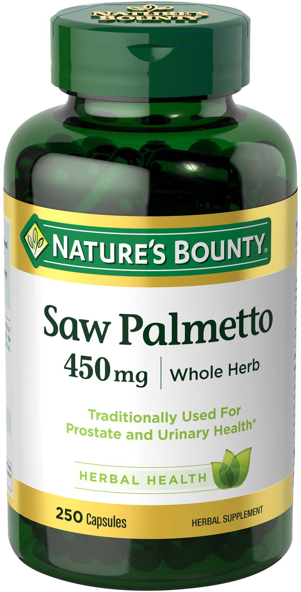 Nature's Bounty Saw Palmetto, Herbal Health Supplement, 450mg, Capsules
