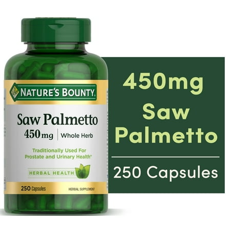 Nature's Bounty Saw Palmetto, Herbal Health Supplement, 450mg, Capsules, 250 Ct