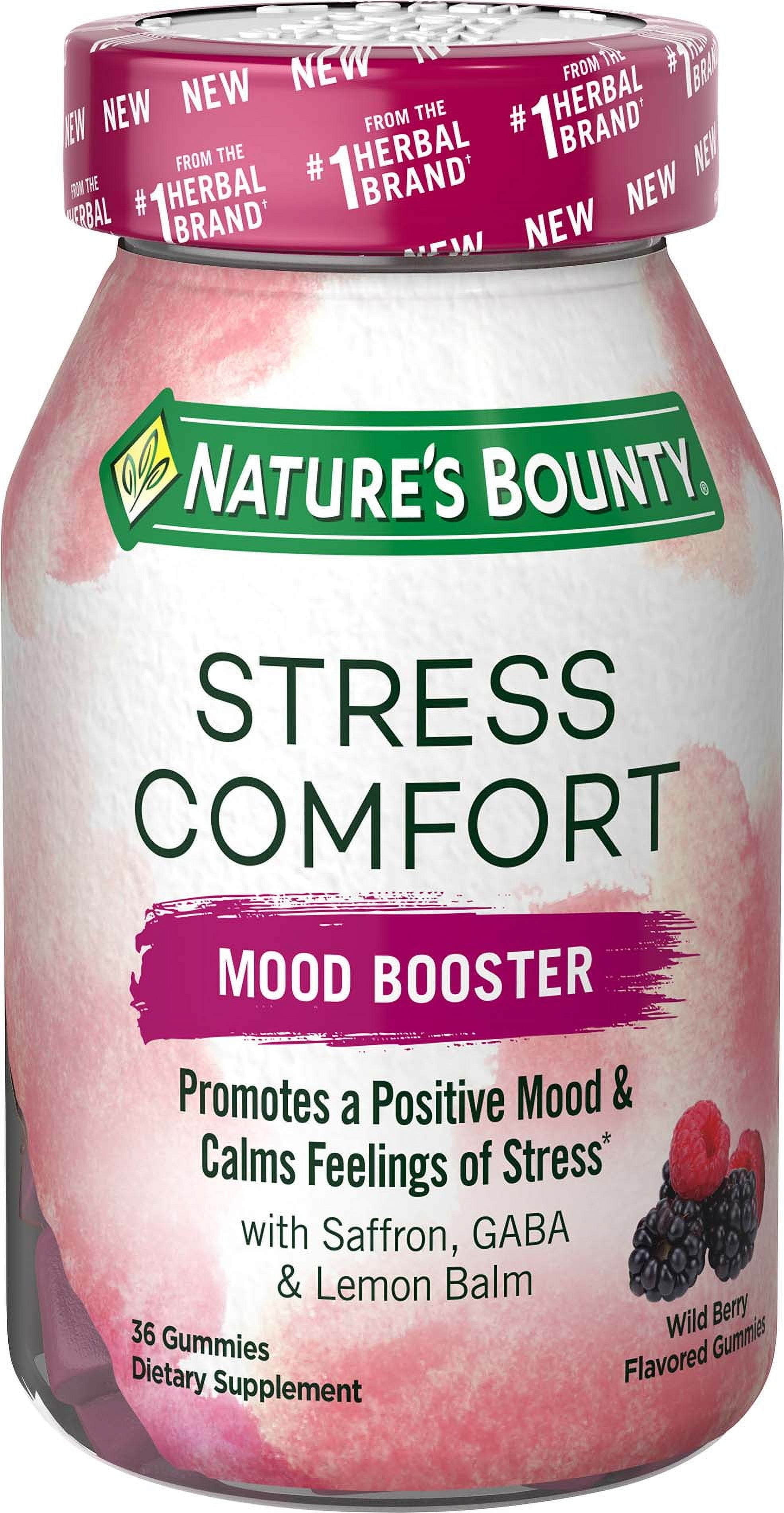 Nature’s Bounty Stress Comfort Mood Booster, Wild Berry, 36 Gummies