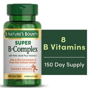 Natures Bounty Super B-Complex + Vitamin C Tablets for Energy Metabolism, 150 Ct