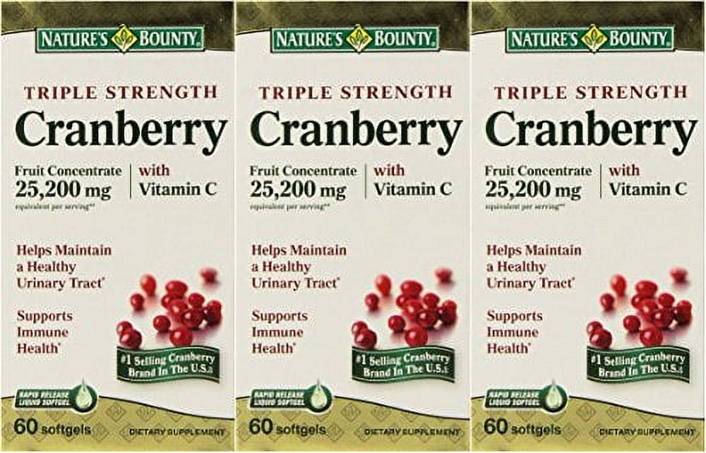 Nature's Bounty Triple Strength Cranberry with Vitamin C, 25,200 mg, 60