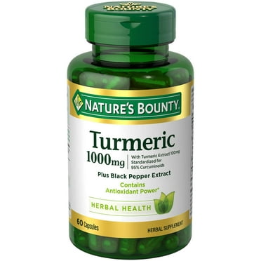 Nature’s Bounty Turmeric Supplement + Black Pepper Extract, 1000mg, 60 Count