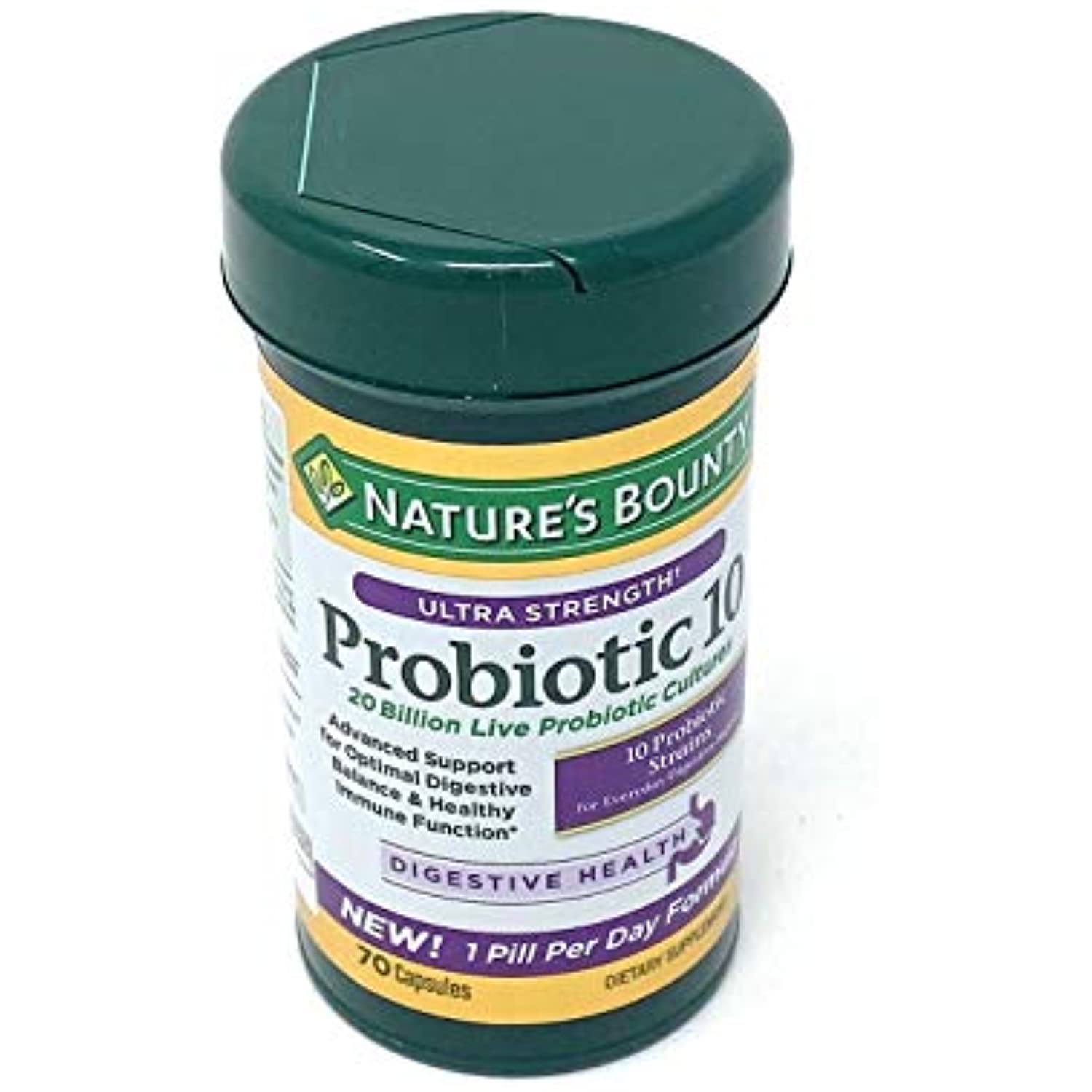 Nature's Bounty Ultra Strength Probiotic 10 – 70 Capsules – Digestive & Immune Support, Gluten-Free, Non-GMO