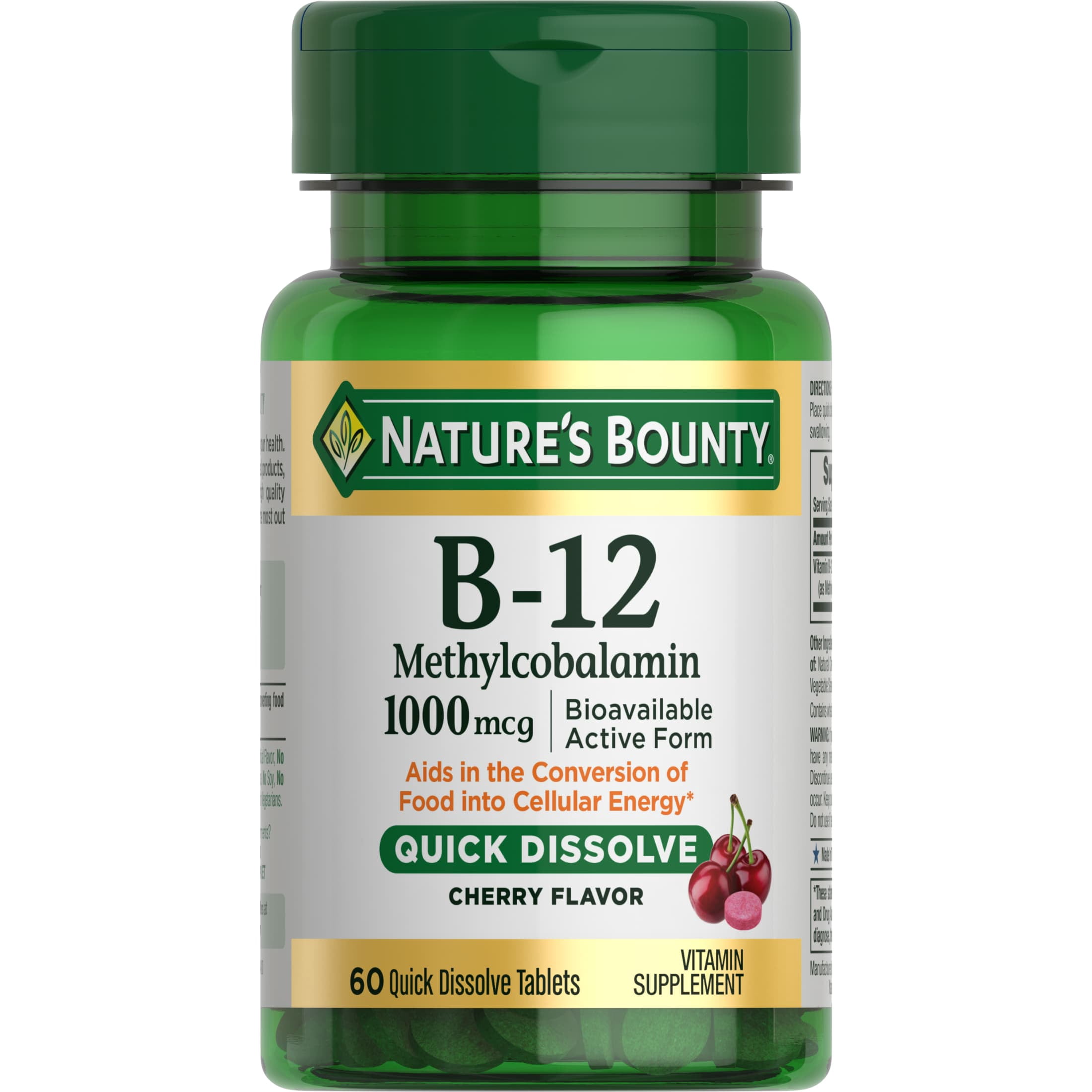 Nature's Bounty Vitamin B12 Methylcobalamin Tablets, 1000 mcg, 60 Ct