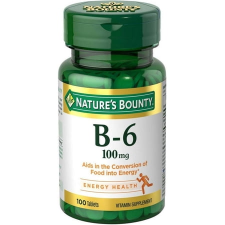 Nature's Bounty Vitamin B-6 Energy Health Support 100mg, 100ct, 3-Pack