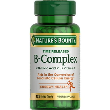 Nature's Bounty Vitamin B-Complex Tablets   Vitamin C for Energy Metabolism, 125 Ct
