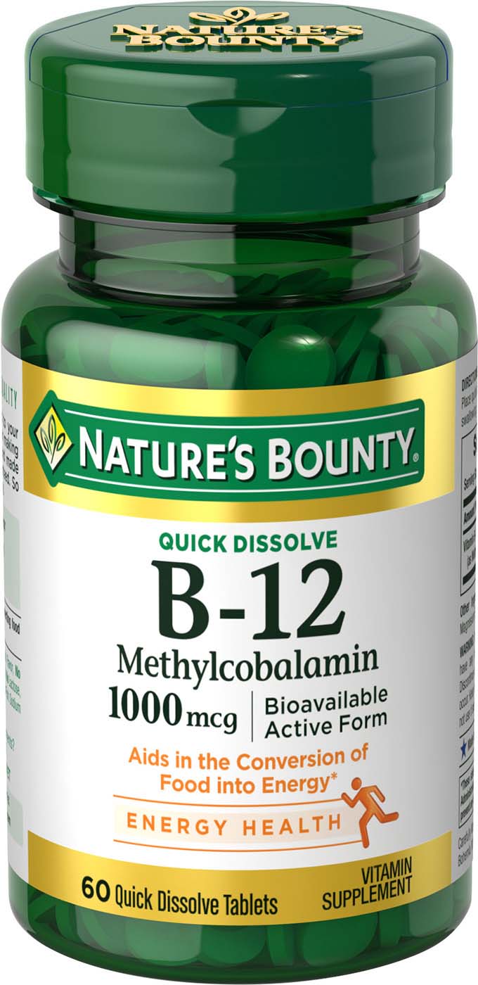 Nature's Bounty Vitamin B12 Methylcobalamin Tablets, 1000 mcg, 60 Ct - image 1 of 8