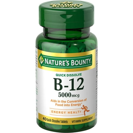 Nature's Bounty Vitamin B12 Tablets, 5000 mcg, 40 Ct