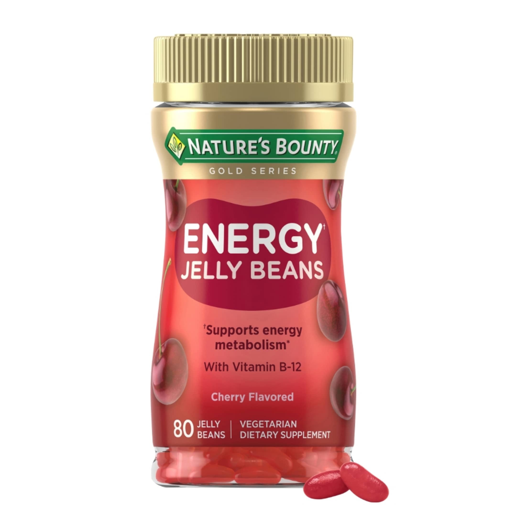 Nature’s Bounty Vitamin B12 for Energy Metabolism Jelly Beans, Cherry, 80 Count