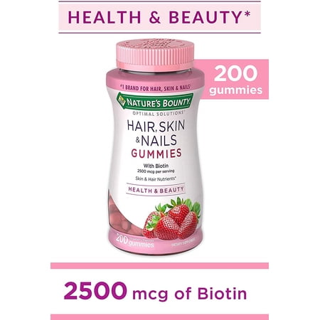 Nature's Bounty Vitamin Biotin Optimal Solutions Hair, Skin and Nails Gummies, 200 Count, 1 ea