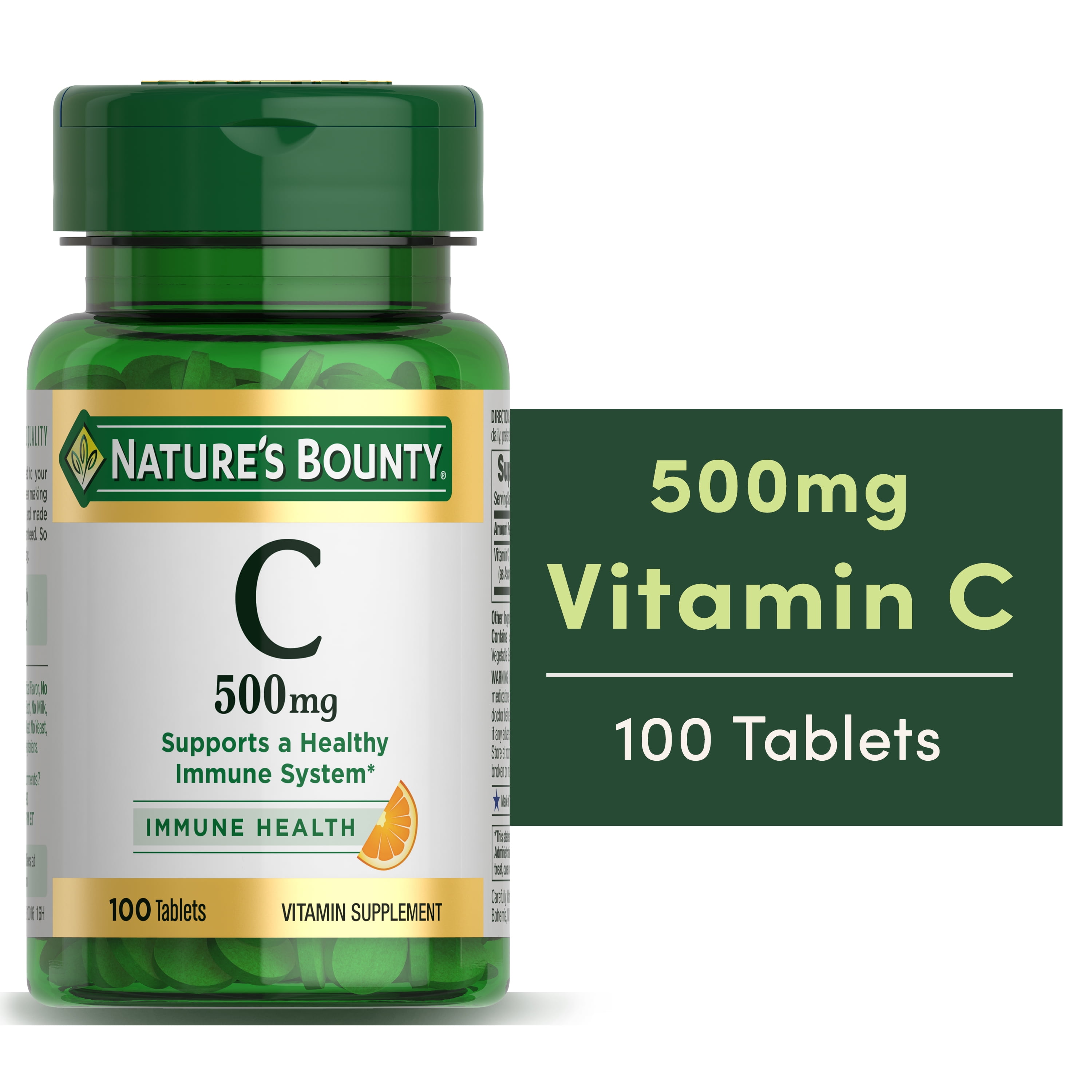 Nature's Bounty Vitamin C 500 mg Tablets for Immune Support, 100 Ct