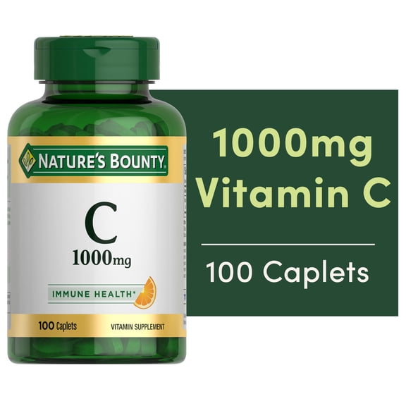 Nature's Bounty Vitamin C 1000mg Caplets, Immune Support Antioxidant Health Supplement, Non-GMO, Gluten-Free, 100 Count