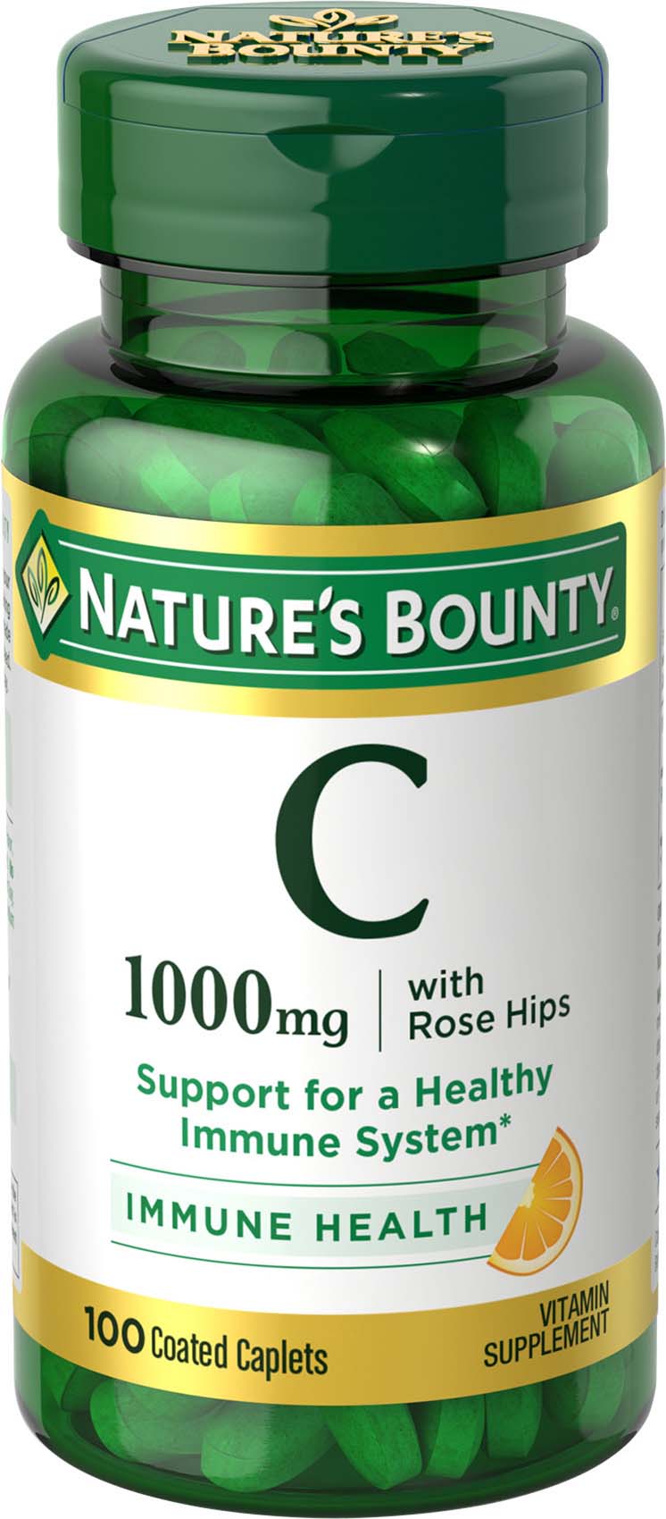 Nature’s Bounty Vitamin C + Rose Hips, 1000mg, 100 Coated Caplets - image 1 of 8